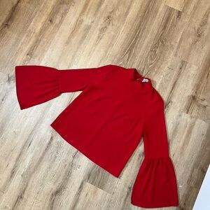 Red Bell Sleeve Top